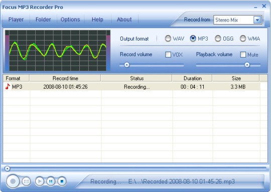 Focus MP3 Recorder Pro