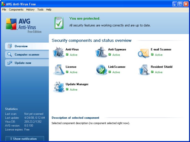 AVG Anti-Virus Free Edition Ekran Görüntüsü