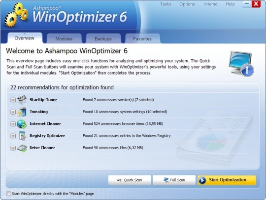 Ashampoo WinOptimizer Ekran Görüntüsü