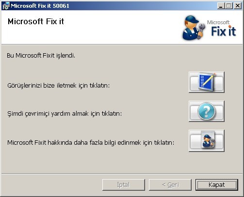 Microsoft Fixit (USB Disk Engelleme)