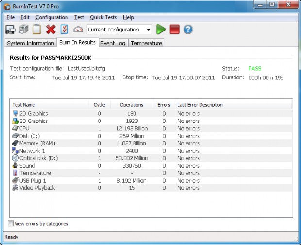 BurnInTest Professional - Burnin Result - Ekran Goruntusu