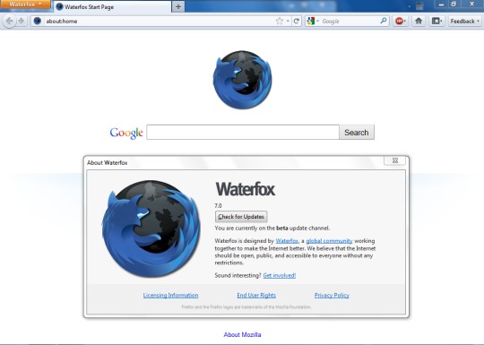 Waterfox Ekran Görüntüsü