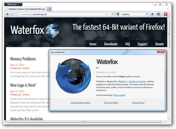 Waterfox Ekran Görüntüsü