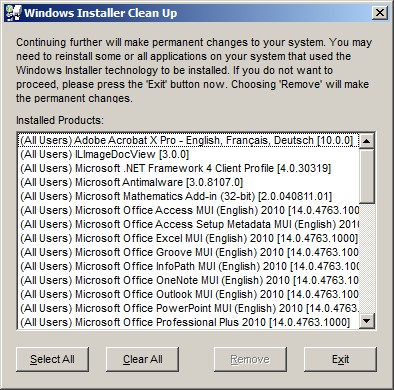 Windows Installer CleanUp Utility Ekran Goruntusu Windows Installer CleanUp Utility Ekran Goruntusu