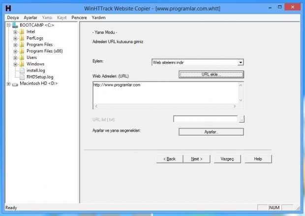 WinHTTrack Ekran Goruntusu 2