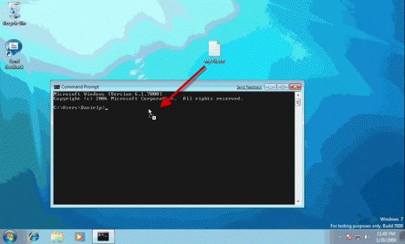 Windows 7 de Command Prompt kullanımı (Sürükle- bırak özelliği)