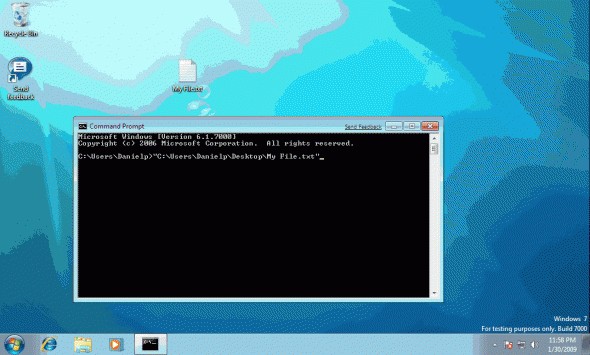 Windows 7 de Command Prompt kullanımı (Sürükle- bırak özelliği)